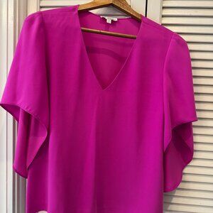 Anna Cate Fuchsia Blouse V-Neck Cape Sleeve Party Top Women's Size XXS